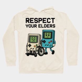 Respect Your Elders – Retro vs Modern Gaming Humor Illustration Hoodie