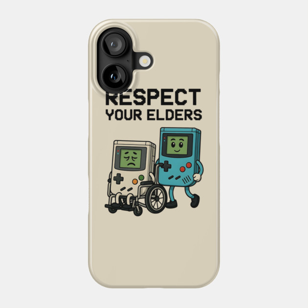 Respect Your Elders – Retro vs Modern Gaming Humor Illustration Phone Case by Pixel Threads 