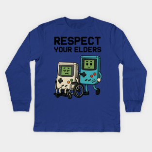 Respect Your Elders – Retro vs Modern Gaming Humor Illustration Kids Long Sleeve T-Shirt