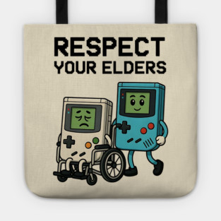 Respect Your Elders – Retro vs Modern Gaming Humor Illustration Tote