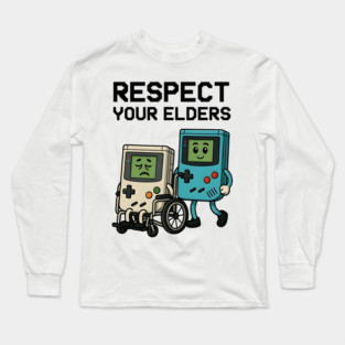 Respect Your Elders – Retro vs Modern Gaming Humor Illustration Long Sleeve T-Shirt