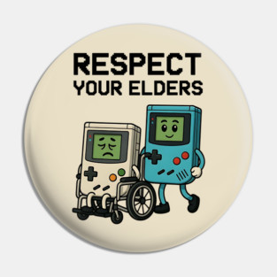 Respect Your Elders – Retro vs Modern Gaming Humor Illustration Pin
