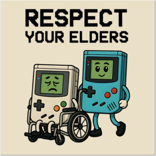 Respect Your Elders – Retro vs Modern Gaming Humor Illustration Posters and Art