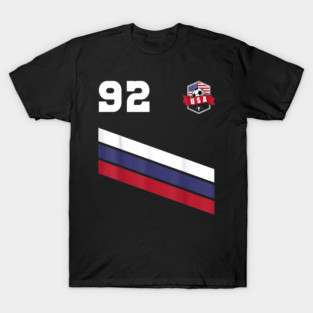 American USA Flag Soccer Jersey Favorite Lucky Number 92 Women Men T-Shirt