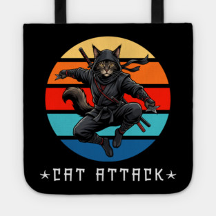 Cat Attack Ninja Cat – Funny Martial Arts Cat For Men, Women & Kids Tote