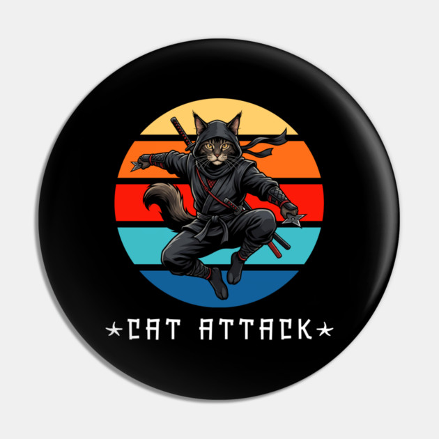 Cat Attack Ninja Cat – Funny Martial Arts Cat For Men, Women & Kids Pin by Pixel Threads 