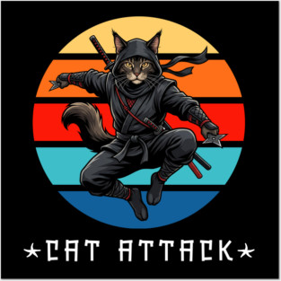 Cat Attack Ninja Cat – Funny Martial Arts Cat For Men, Women & Kids Posters and Art