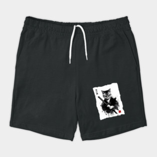 Samurai Cat, Fierce Japanese Art Sumi-e Epic Warrior Feline with Katana for Cat Lovers, Anime & Martial Arts Fans Shorts