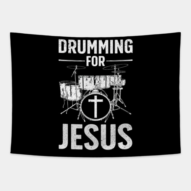 Best Drumming Art Drummer Drum Drumming Jesus Tapestry by yangho