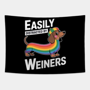 Rainbow LGBT Love Weiners Dogs Love Funny Gay Man Pride Fun Tapestry
