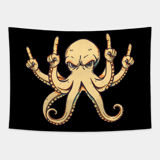 Octopus Middle Fingers Tapestry by Pixel Threads 