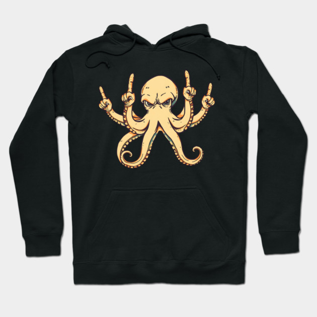 Octopus Middle Fingers Hoodie by Pixel Threads 