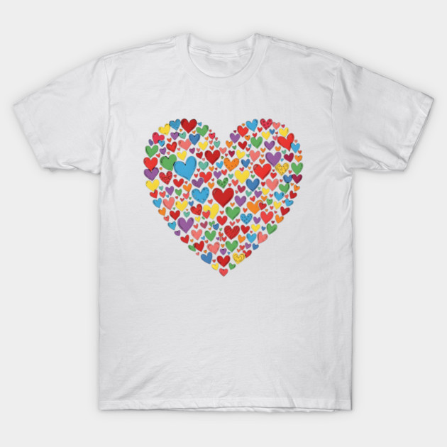 Colorful Heart Collection in Vibrant Love Shape T-Shirt by Creatifly Graphic Tees