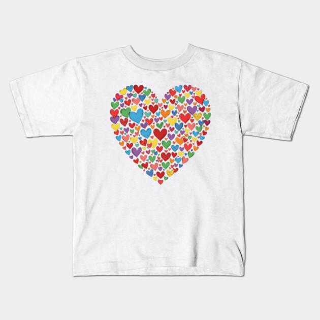 Colorful Heart Collection in Vibrant Love Shape Kids T-Shirt by Creatifly Graphic Tees