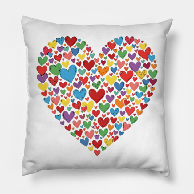 Colorful Heart Collection in Vibrant Love Shape Pillow by Creatifly Graphic Tees