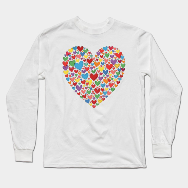 Colorful Heart Collection in Vibrant Love Shape Long Sleeve T-Shirt by Creatifly Graphic Tees