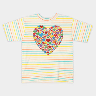 Colorful Heart Collection in Vibrant Love Shape Kids T-Shirt