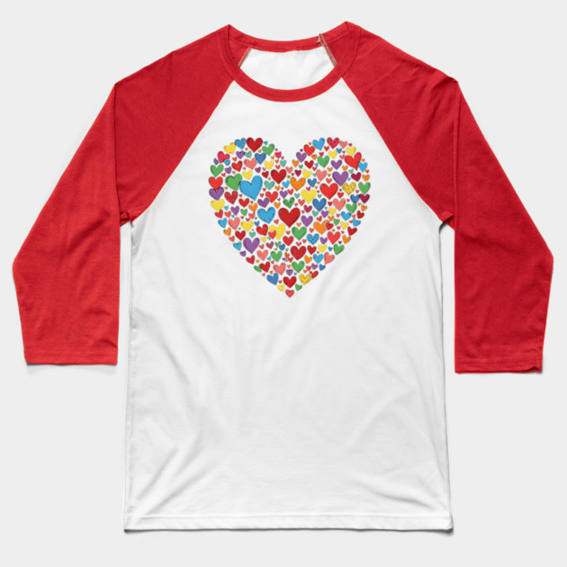 Colorful Heart Collection in Vibrant Love Shape Baseball T-Shirt by Creatifly Graphic Tees