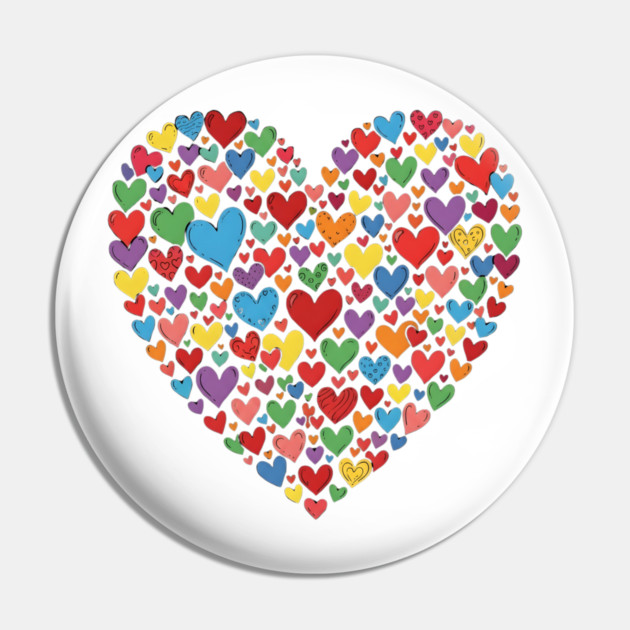 Colorful Heart Collection in Vibrant Love Shape Pin by Creatifly Graphic Tees