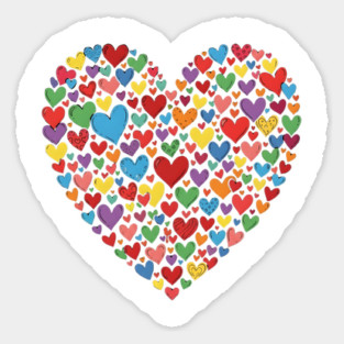 Colorful Heart Collection in Vibrant Love Shape Sticker