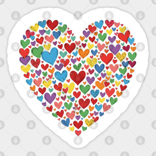Colorful Heart Collection in Vibrant Love Shape Sticker by Creatifly Graphic Tees