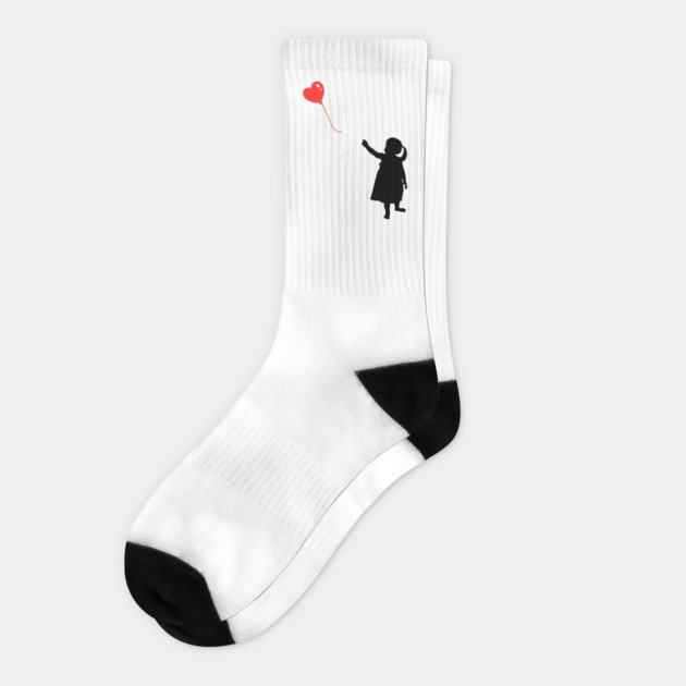 Red Heart Balloon Floating Love Socks by Creatifly Graphic Tees