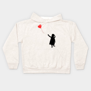 Red Heart Balloon Floating Love Kids Hoodie