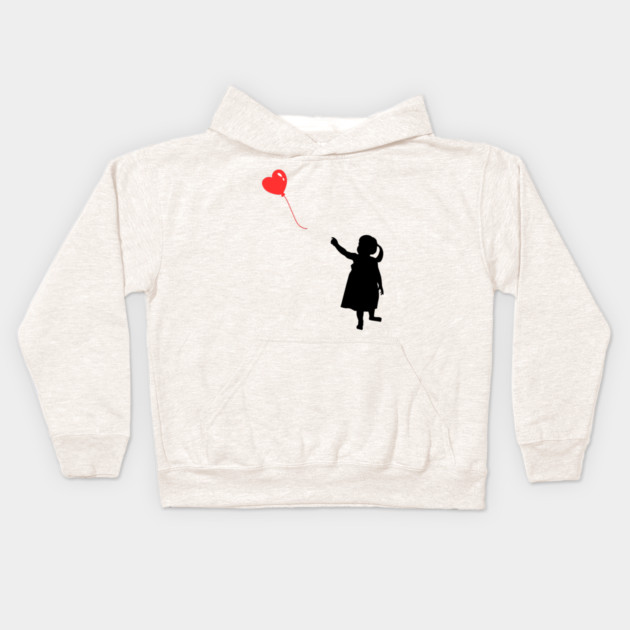 Red Heart Balloon Floating Love Kids Hoodie by Creatifly Graphic Tees