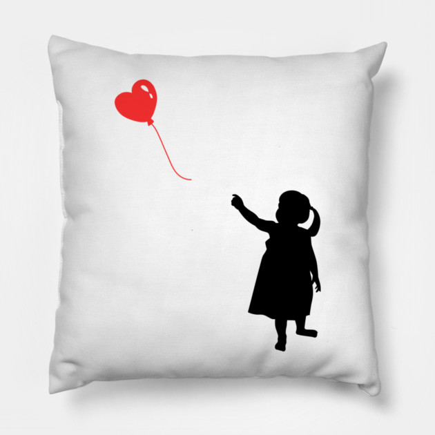 Red Heart Balloon Floating Love Pillow by Creatifly Graphic Tees