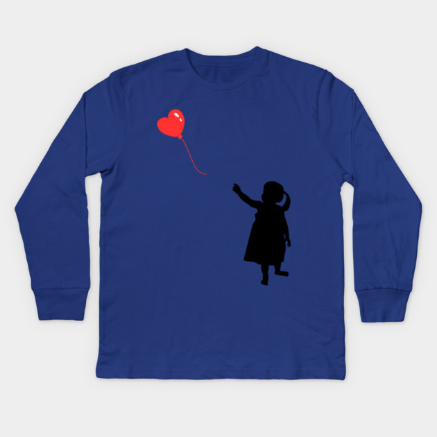 Red Heart Balloon Floating Love Kids Long Sleeve T-Shirt by Creatifly Graphic Tees