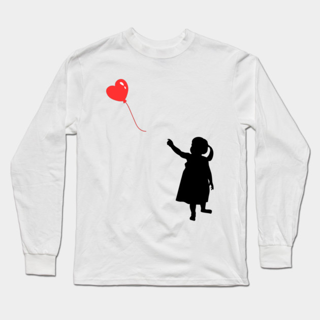 Red Heart Balloon Floating Love Long Sleeve T-Shirt by Creatifly Graphic Tees