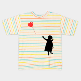 Red Heart Balloon Floating Love Kids T-Shirt
