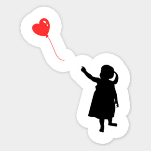 Red Heart Balloon Floating Love Sticker
