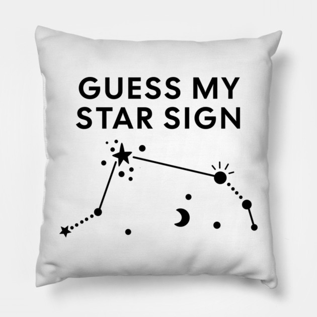Guess My Star Sign – Aries Zodiac, Astrology Constellation – Black Print Pillow by Designed By Marty