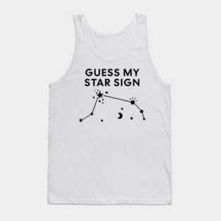 Guess My Star Sign – Aries Zodiac, Astrology Constellation – Black Print Tank Top