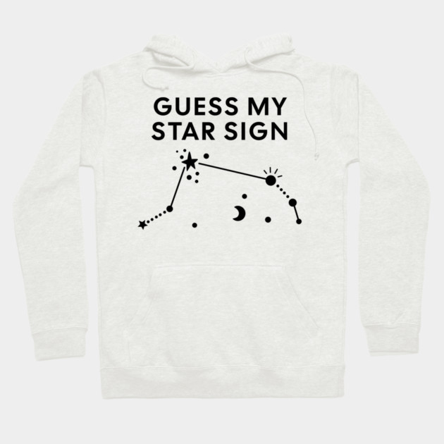 Guess My Star Sign – Aries Zodiac, Astrology Constellation – Black Print Hoodie by Designed By Marty
