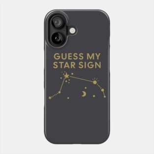 Guess My Star Sign – Aries Zodiac, Astrology Constellation – Antique Gold Print Phone Case