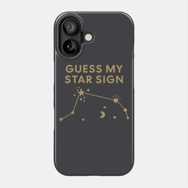 Guess My Star Sign – Aries Zodiac, Astrology Constellation – Antique Gold Print Phone Case by Designed By Marty