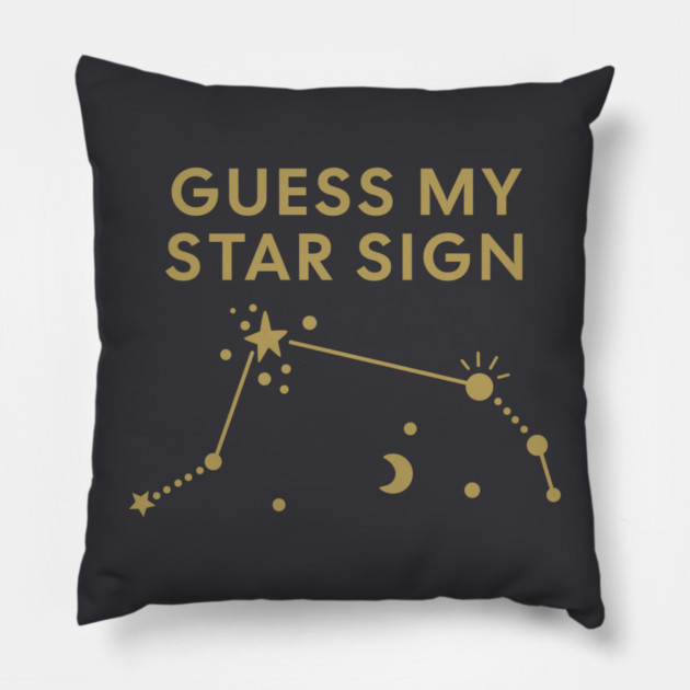 Guess My Star Sign – Aries Zodiac, Astrology Constellation – Antique Gold Print Pillow by Designed By Marty