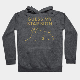 Guess My Star Sign – Aries Zodiac, Astrology Constellation – Antique Gold Print Hoodie