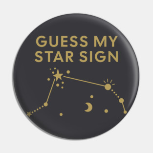 Guess My Star Sign – Aries Zodiac, Astrology Constellation – Antique Gold Print Pin