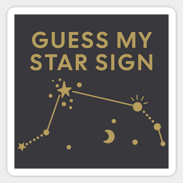 Guess My Star Sign – Aries Zodiac, Astrology Constellation – Antique Gold Print Magnet by Designed By Marty
