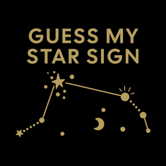 Guess My Star Sign – Aries Zodiac, Astrology Constellation – Antique Gold Print by Designed By Marty
