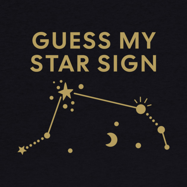 Guess My Star Sign – Aries Zodiac, Astrology Constellation – Antique Gold Print by Designed By Marty