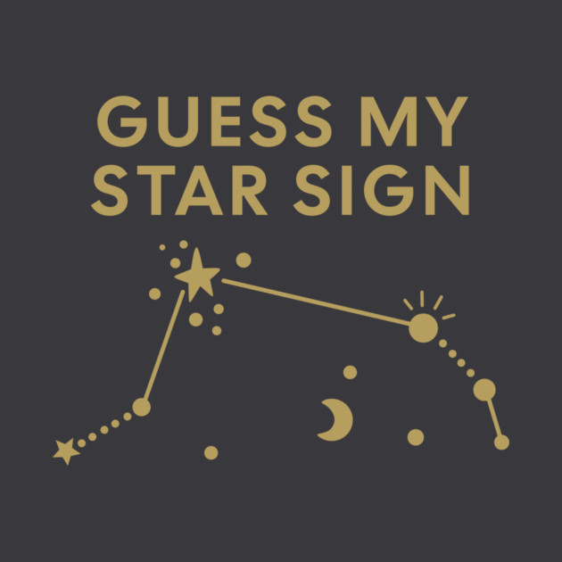 Guess My Star Sign – Aries Zodiac, Astrology Constellation – Antique Gold Print by Designed By Marty
