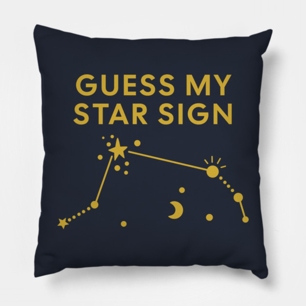 Guess My Star Sign – Aries Zodiac, Astrology Constellation – Classic Gold Print Pillow by Designed By Marty