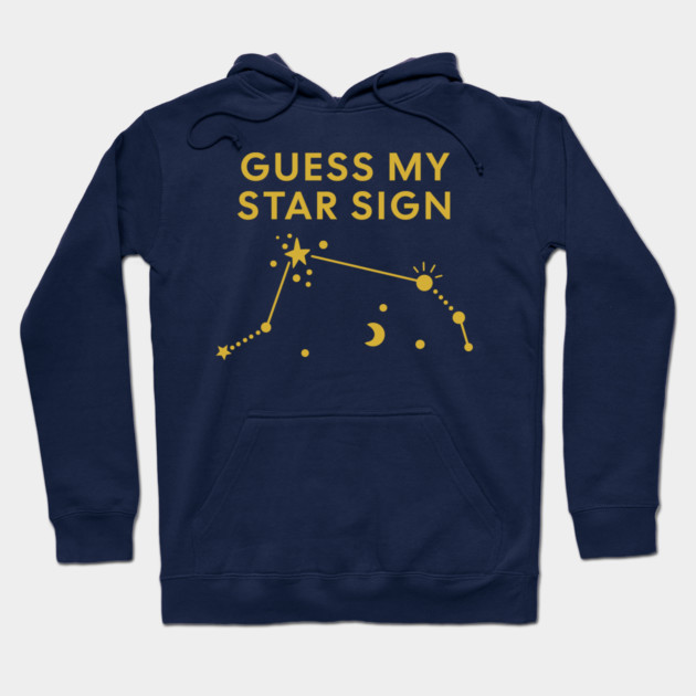 Guess My Star Sign – Aries Zodiac, Astrology Constellation – Classic Gold Print Hoodie by Designed By Marty
