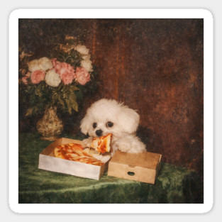 Dog Eating Pizza Funny Dog Meme Sticker