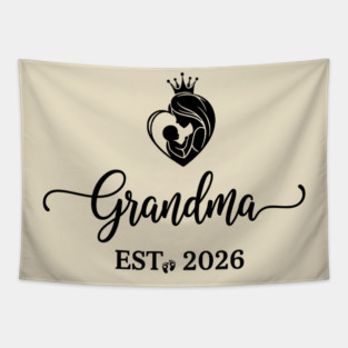 Grandma EST. 2026 Expecting Grandmother Baby Tapestry