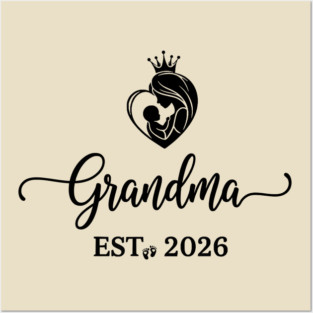 Grandma EST. 2026 Expecting Grandmother Baby Posters and Art